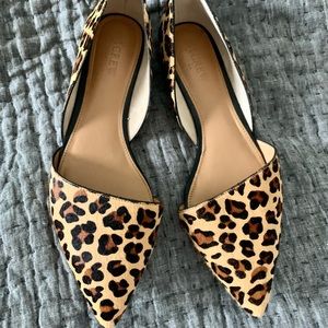 J crew leopard pointy toe flats